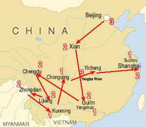 Route map, Land of Shangri-la